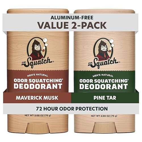 Dr. Squatch Desodorante natural para hombres, sin aluminio, Maverick Musk + Pine Tar, 2.65 oz, 2 unidades