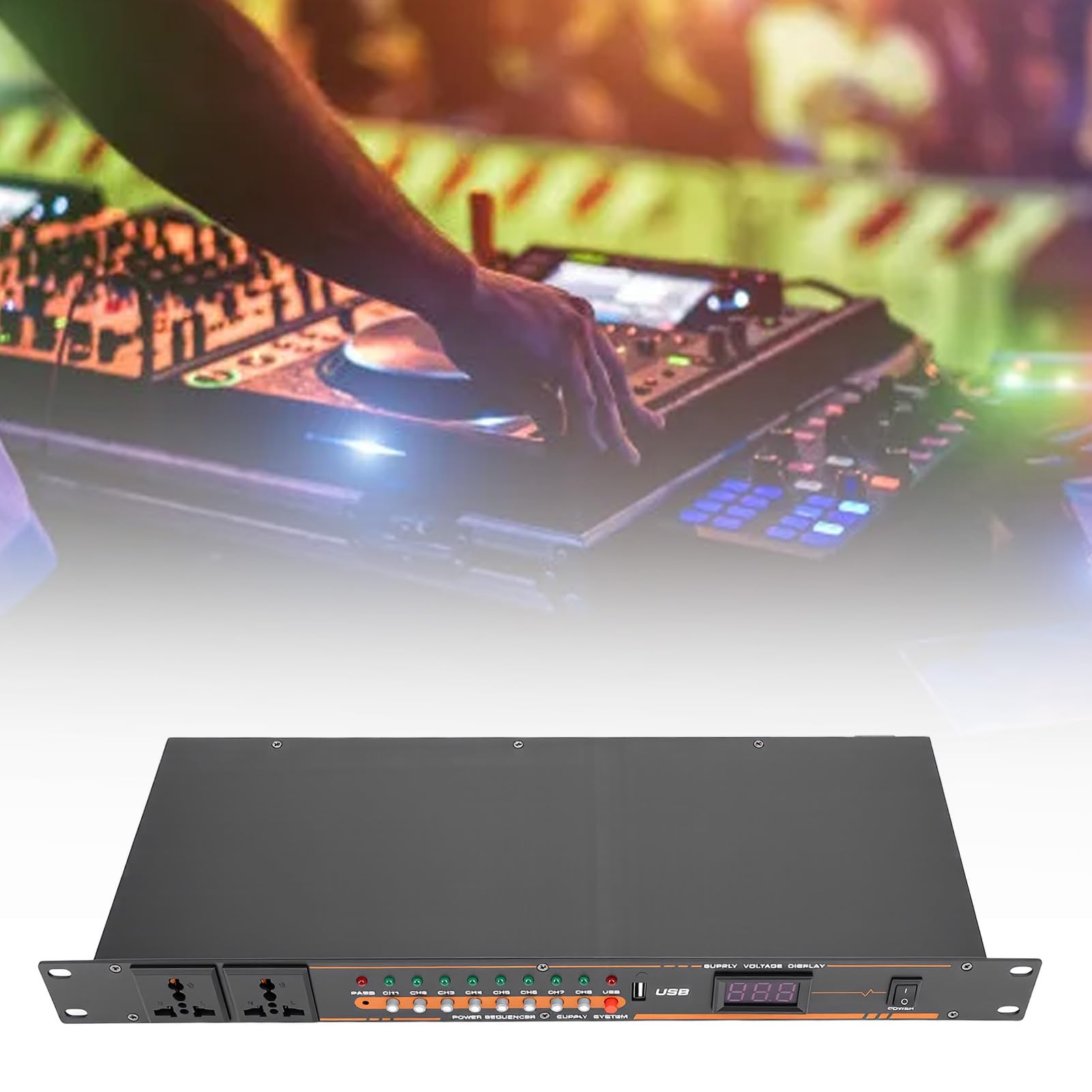 Asixxsix 10 acondicionador de secuenciador de potencia de salida, con pantalla digital y puerto USB de interruptor de alimentación para la mayoría de los dispositivos de audio (Enchufe de la UE)