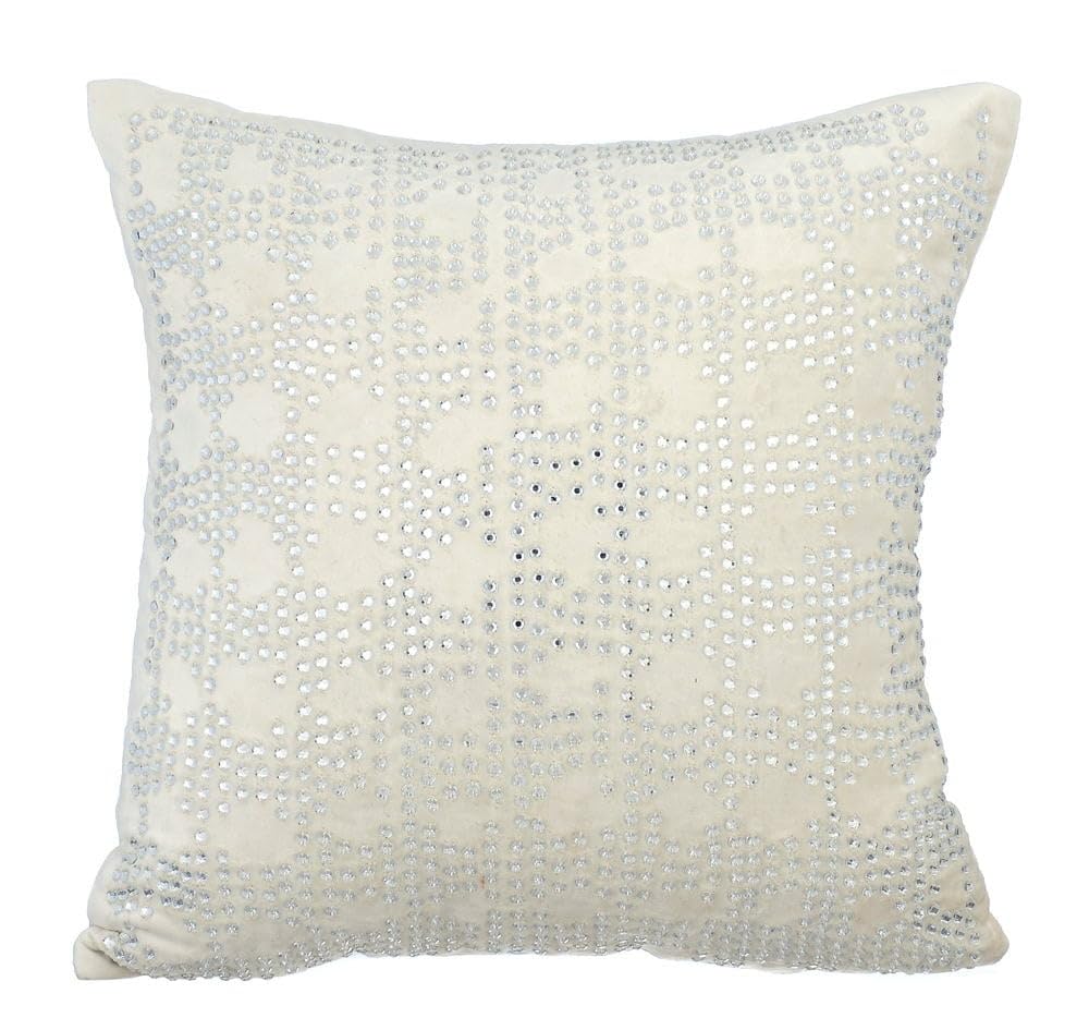 The HomeCentric Decorative Cushion Covers Pack of 2, 50x50 cm (20"x20") White, Velvet Throw Cushion Covers, Cushion Covers, Modern Throw Pillow Covers - Sharing My Charm — image 1
