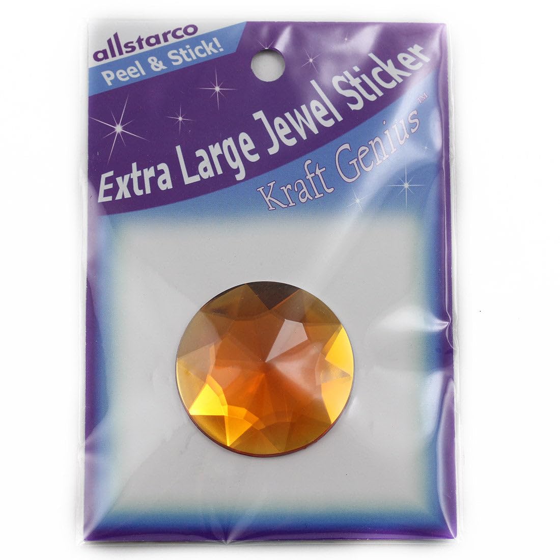Allstarco Orange Hyacinth H125 43Mm Large Self Adhesive Round Jewels Acrylic Rhinestones Stick On Plastic Gems For Cosplay - 2 Pieces