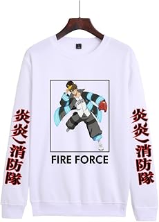 Fire Force Anime Print Crew Neck Sweatshirt Takehisa Hinawa Character Print Casual Sweatshirt Long Sleeve Pullover Sweatshirt Made of Polyester Material Sizes Xxs To 4Xl Available In 6 Colors