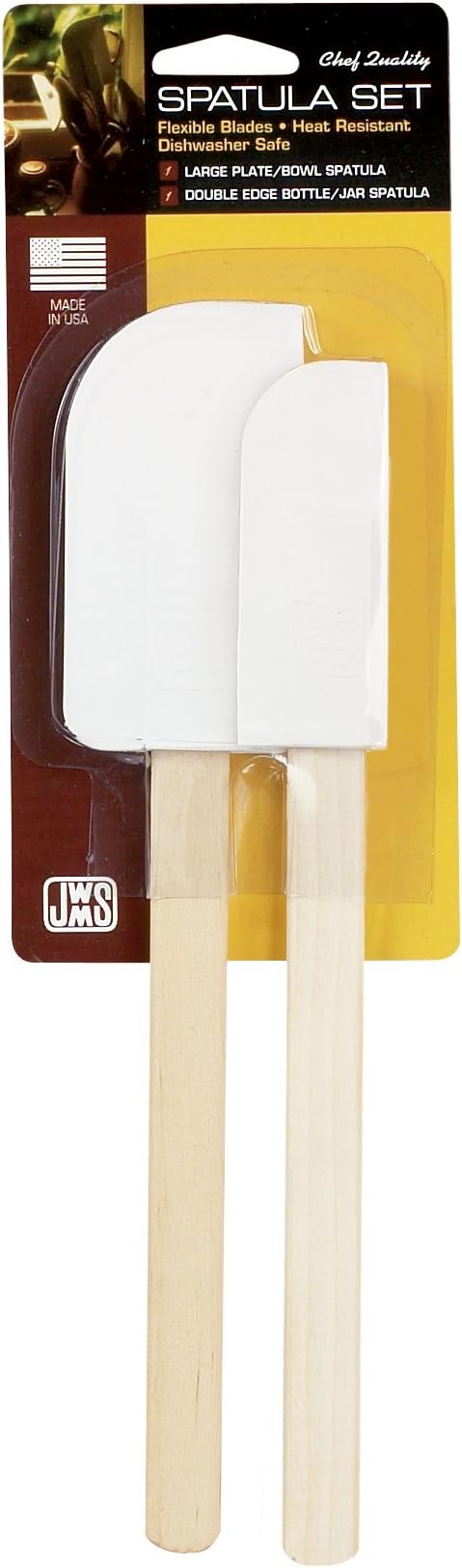 Made in America Heat-Resistant Flexible Spatulas with White Birch Handles, 2-Piece Spatula Set Includes 1-Each Wide and Slim Spatula, 9.75-Inch