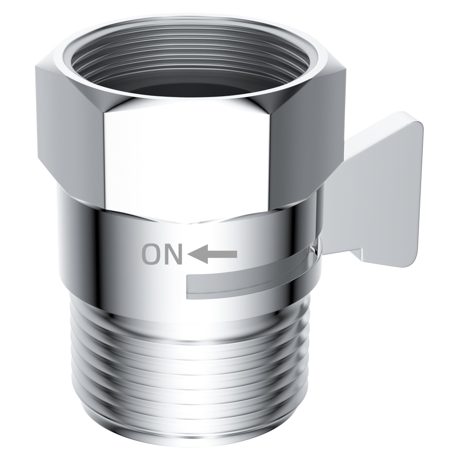 All Metal Shower Head Flow Control Valve G1/2 Brass Shut-off Valve with Handle Lever Shower Head Valve Water Flow Control Valve Regulator Shut OFF Valve for Hand Shower,Bidet Sprayer-Polished Chrome