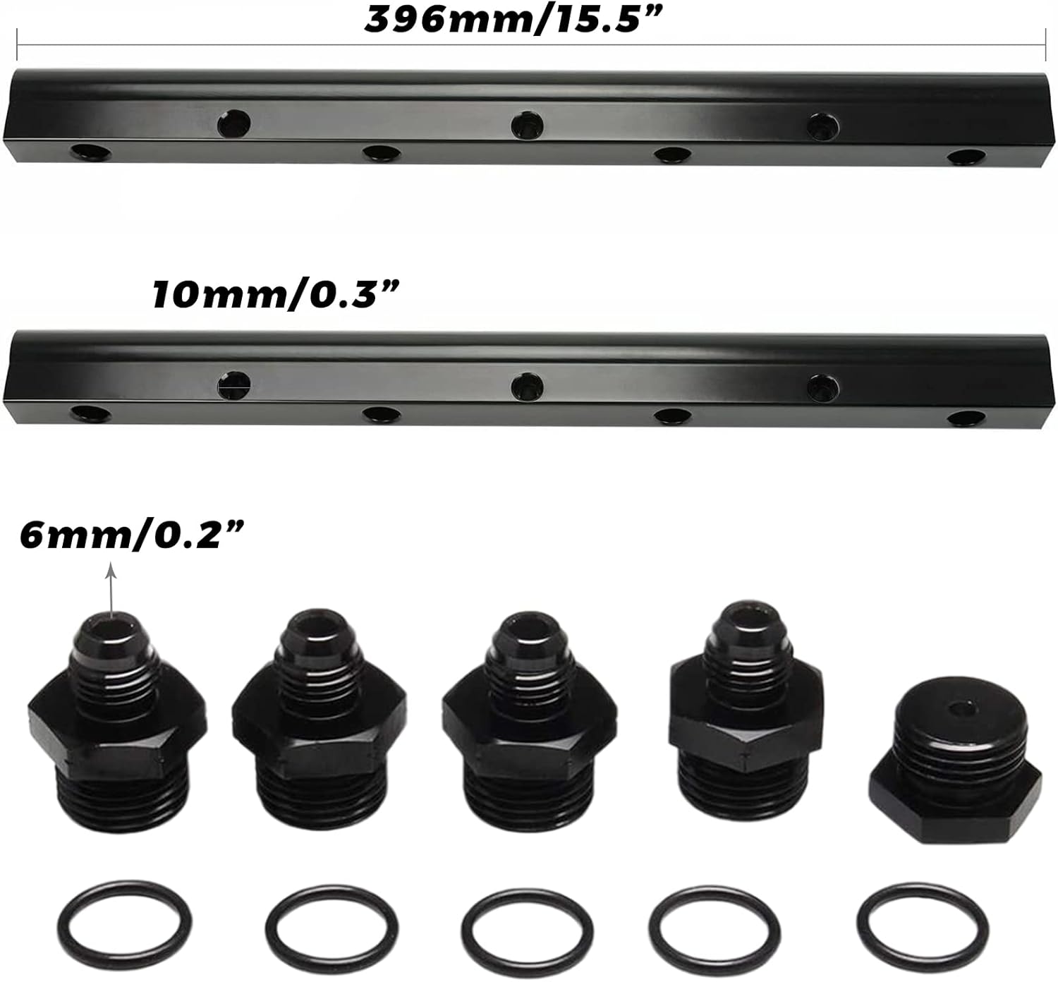 YESHMA Billet Fuel Rail Kit Compatible With LS LS2 LS3 LS6 Stock Intake Manifold 6AN+Hardware