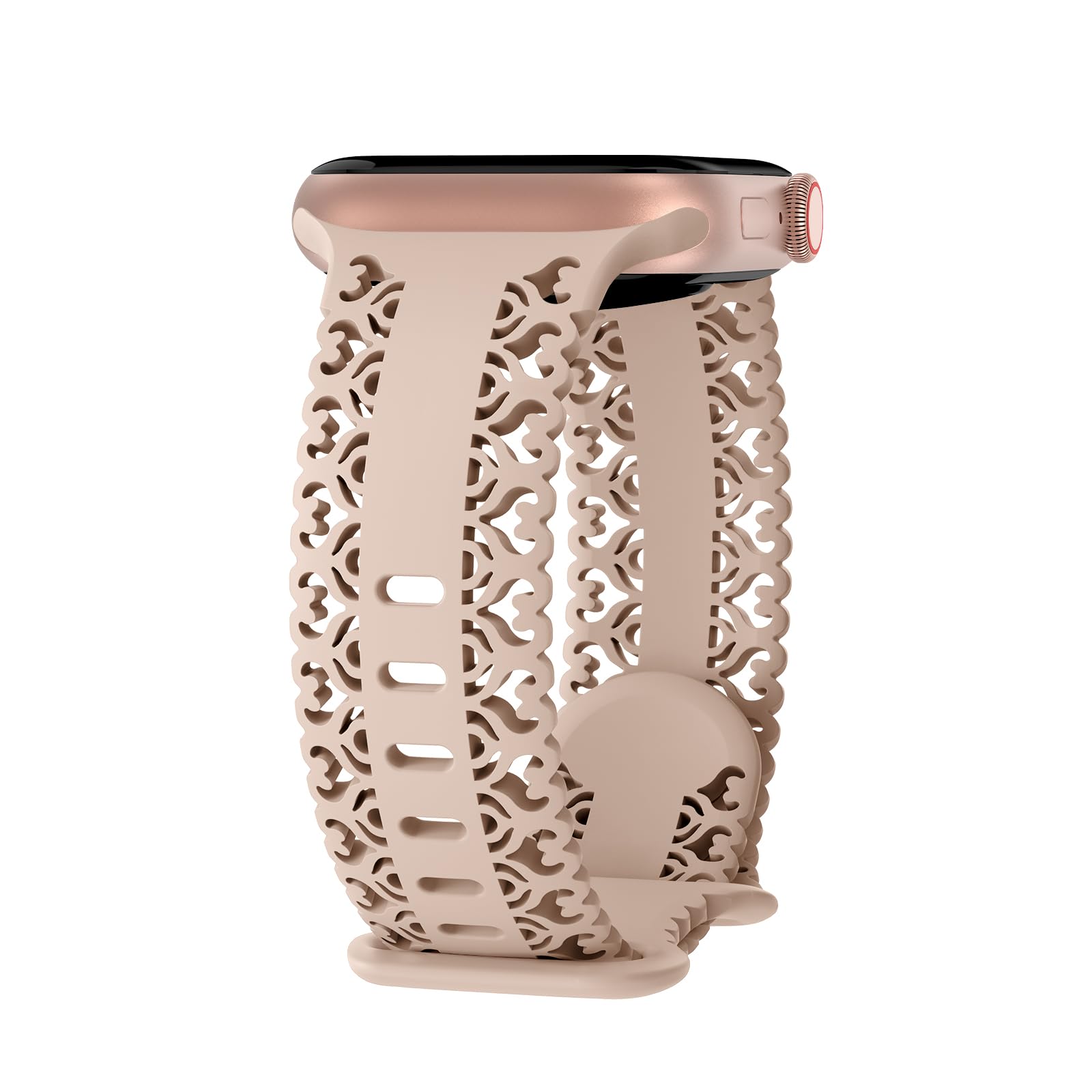 Arctime Lace Silicone Bands Compatible with Apple Watch Band 38mm 40mm 41mm 42mm 44mm 45mm 46mm 49mm, Hollow-out Breathable Sport Replacement Strap for iWatch Ultra/2 Series 10 9 8 7 6 5 4 3 2 1 SE