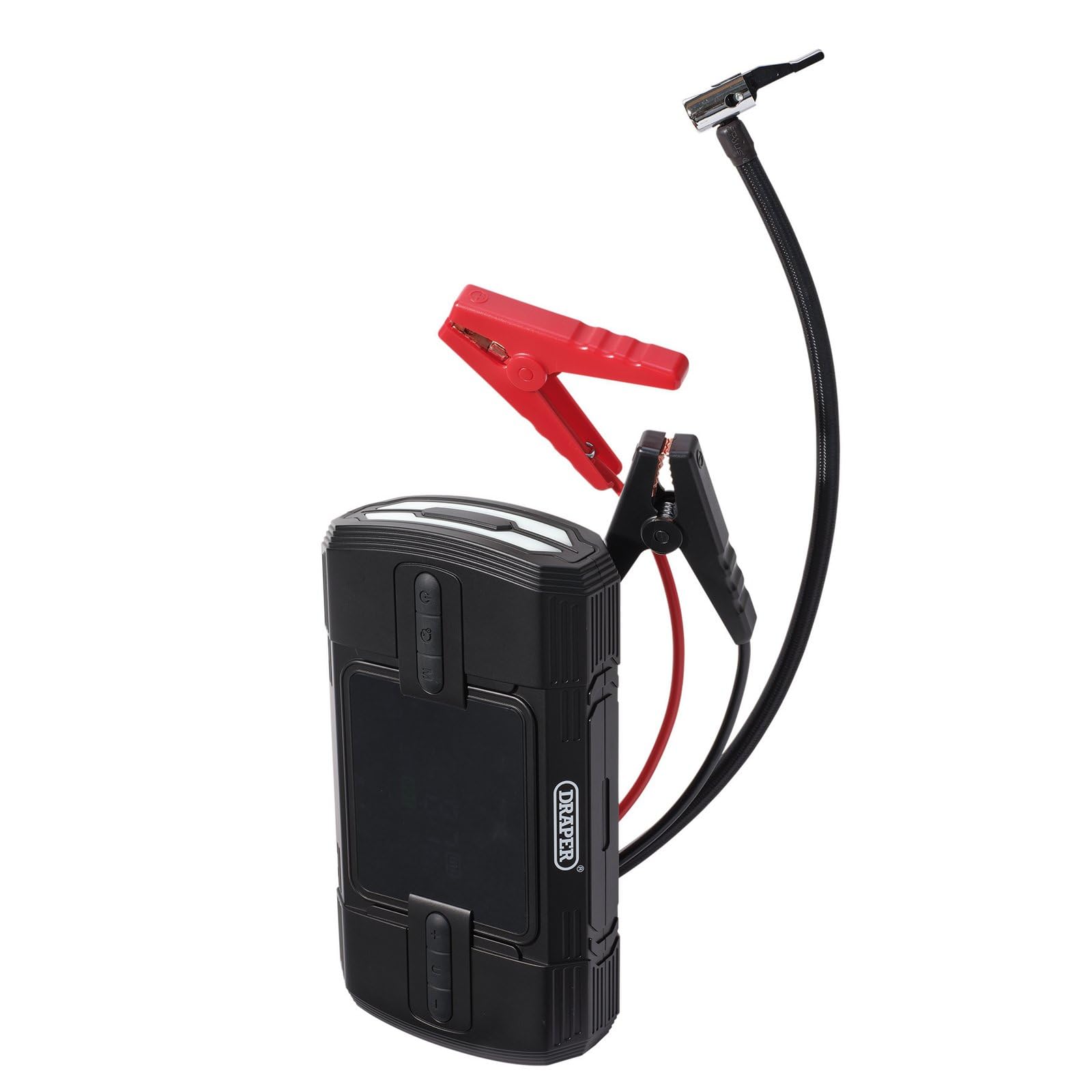 Draper 23722 12V Lithium Jump Starter and Tyre Inflator, 1200A, Black