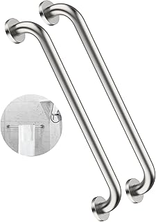 2 Pack 24 Inch Shower Grab Bar, ZUEXT Satin Brushed Nickel Stainless Steel Bathroom Grab Bar, Shower Balance Bar,Safety Hand Rail Support,Handicap Elderly Senior Assist Bath Handle(1.25" Diameter)
