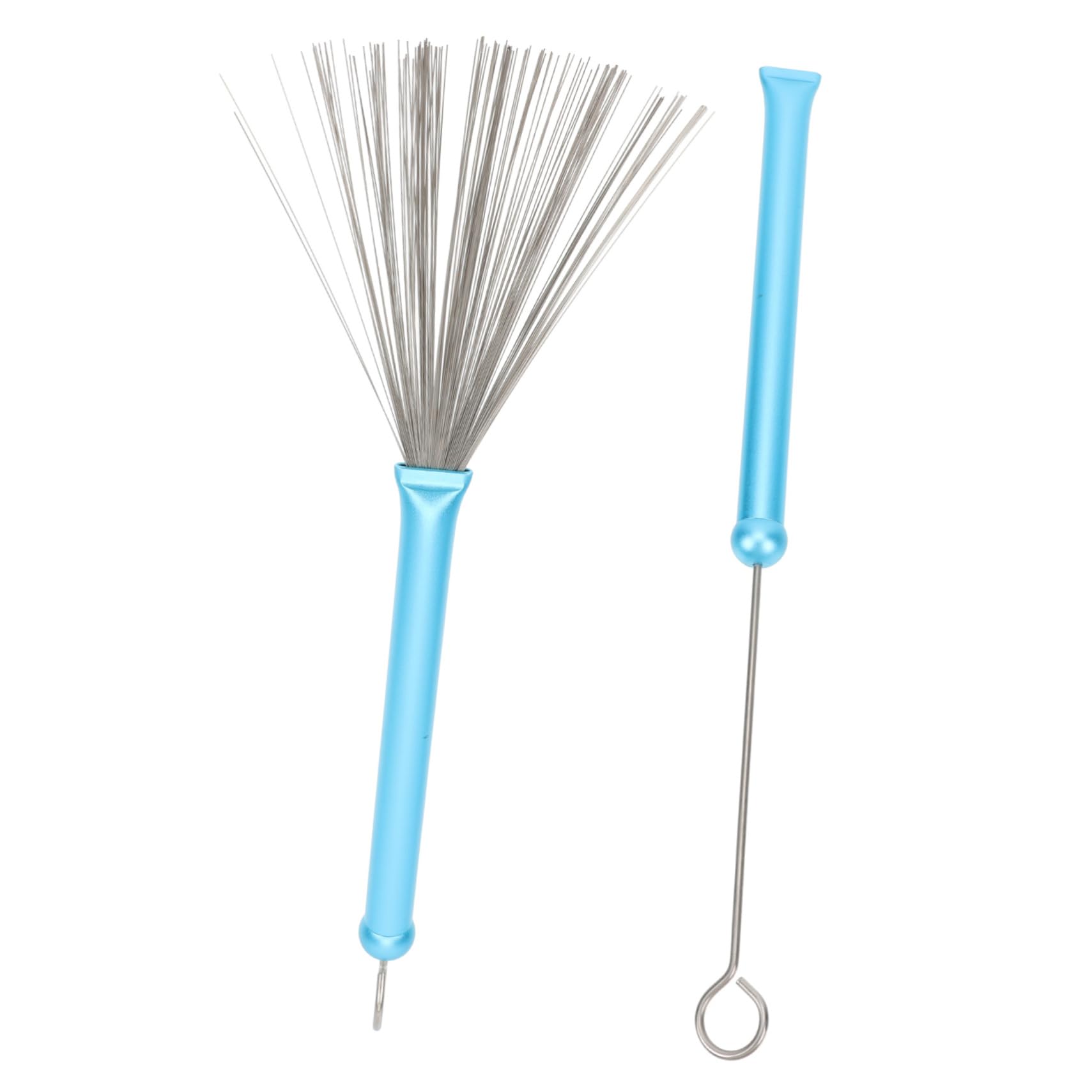 HEMOTON Stainless Steel Drum Brush Set Pack Retractable Drum Brush Metal Handle Aluminum Rod Body for Easy Use