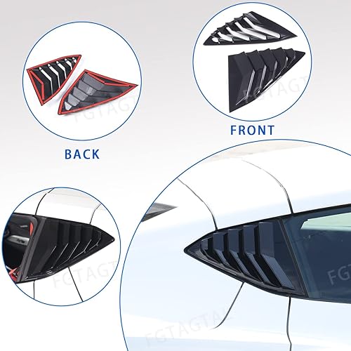 Miniatura 8 de Compatible con Chevrolet Corvette C8 2020-2023 - Cubierta para rejilla de ventana lateral trasera, calcomanías para persianas de ventana trasera,