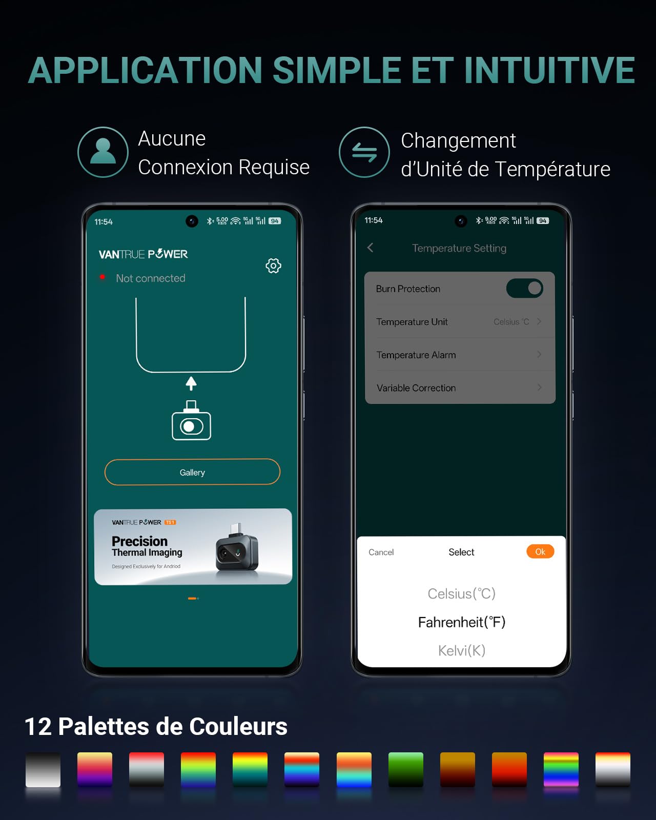 TS1 Caméra Thermique pour Android, Caméra Infrarouge avec Super Résolution 512×384, 25HZ Taux de Rafraîchissement, -20°C à 550°C, Zoom 15x, USB-C, Noir