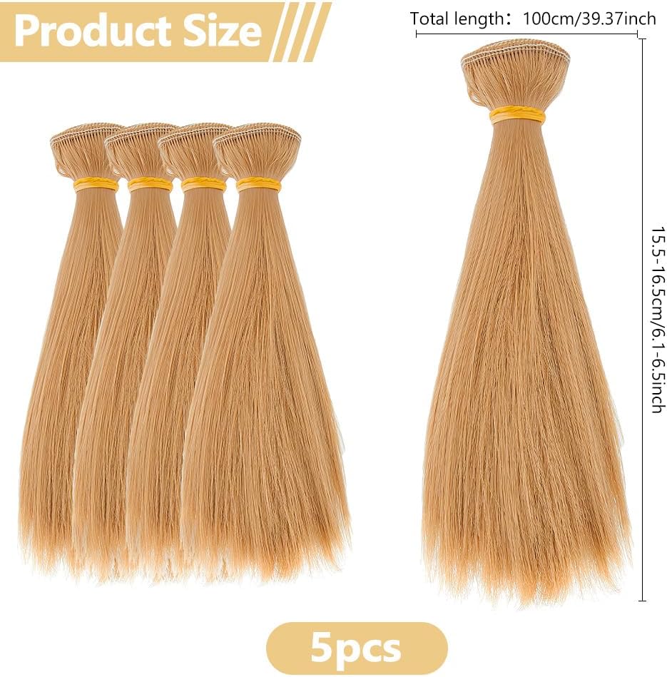 DICOSMETIC 5Pcs Doll Wig Doll Hair 15.5cm Straight Short Dolls Hair High Temperature Fiber Dolls Hairs Wefts Extensions Camel Faux Hairs Replacement for Adult DIY Crafts | High Temperature Fiber, Hair Wefts Extensions, Faux Hair Replacement, For DIY Crafts
