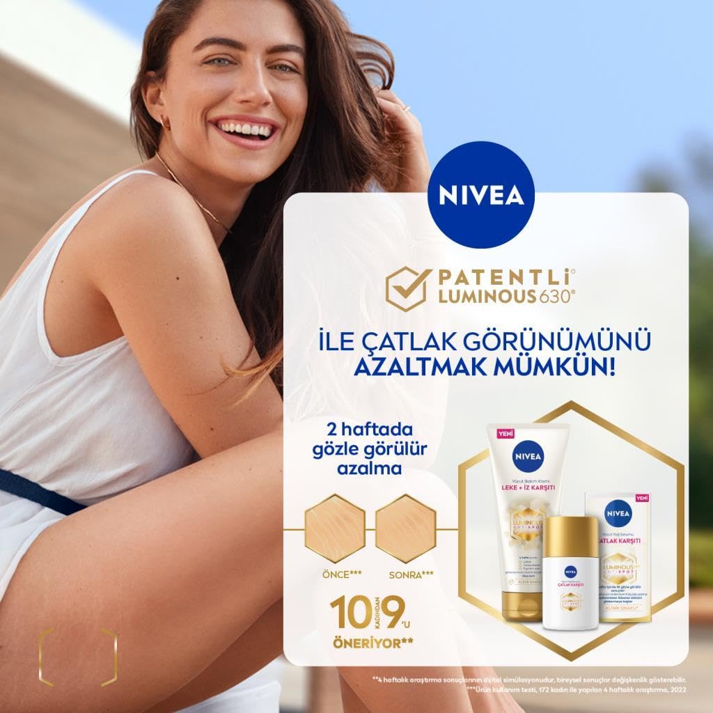 NIVEA Luminous 630 Body Oil‑Serum 100 ml – Nourishing Lightweight Body Oil Serum to Smooth & Even Skin Tone, Helps Reduce Visibility of Stretch Marks and Improve Skin Elasticity