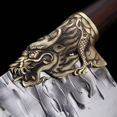 Miniatura 6 de Cuchilla de carne, cuchillo de chef chino Longquan de 8 pulgadas, hecho a mano, cuchillos de cocina de acero forjado para rebanar, cuchillo de