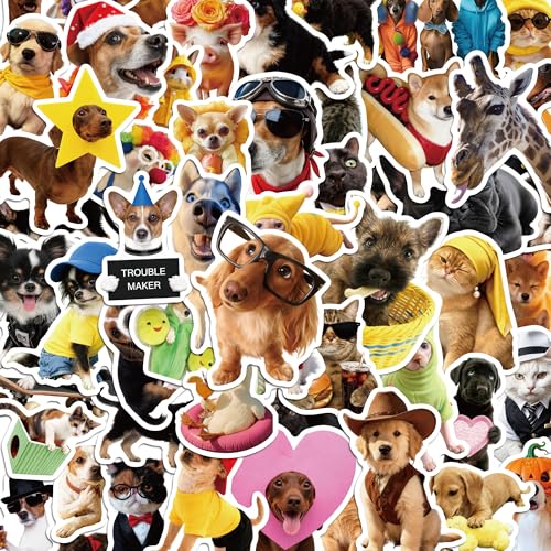 350+ Funny Dog Cat Stickers Cute Animal Sticker Book for Water Bottles Journaling Laptop Scrapbook Guitar Suitcase Phone Snowboard Planner Waterproof Vinyl Gifts for Women Men Girl Kids Adult Teens