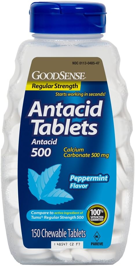 GoodSense Calcium Regular Strength Tablets, Peppermint Flavored, 500 mg, 150 Count