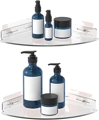 Juego de 2 estantes organizadores de ducha para baño - Vdomus organizador de ducha sin taladro - almacenamiento acrílico adhesivo flotante para