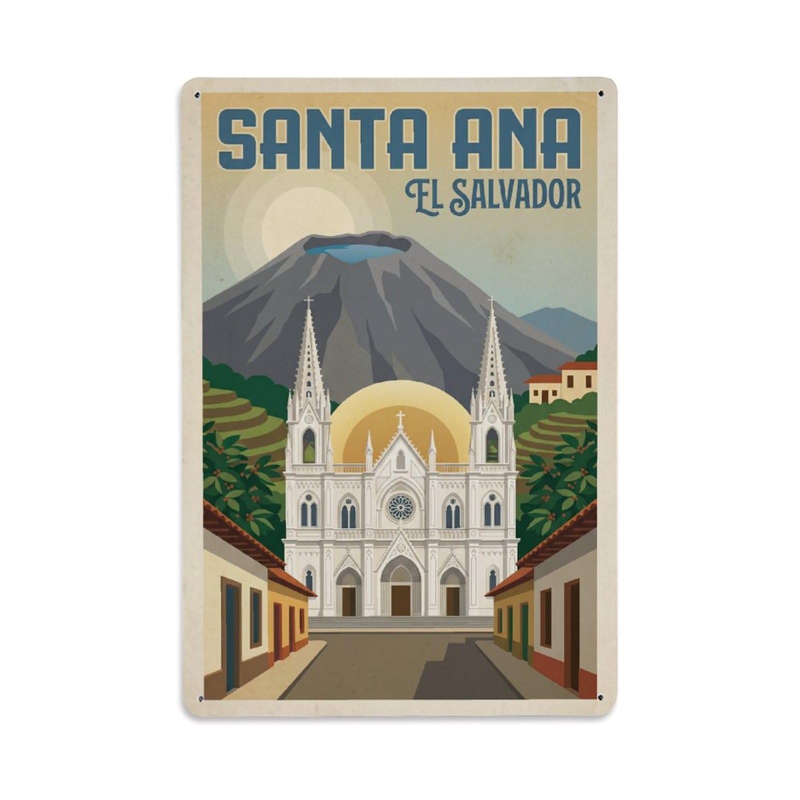 Travel Retro El Salvador Santa Ana Metal Tin Sign