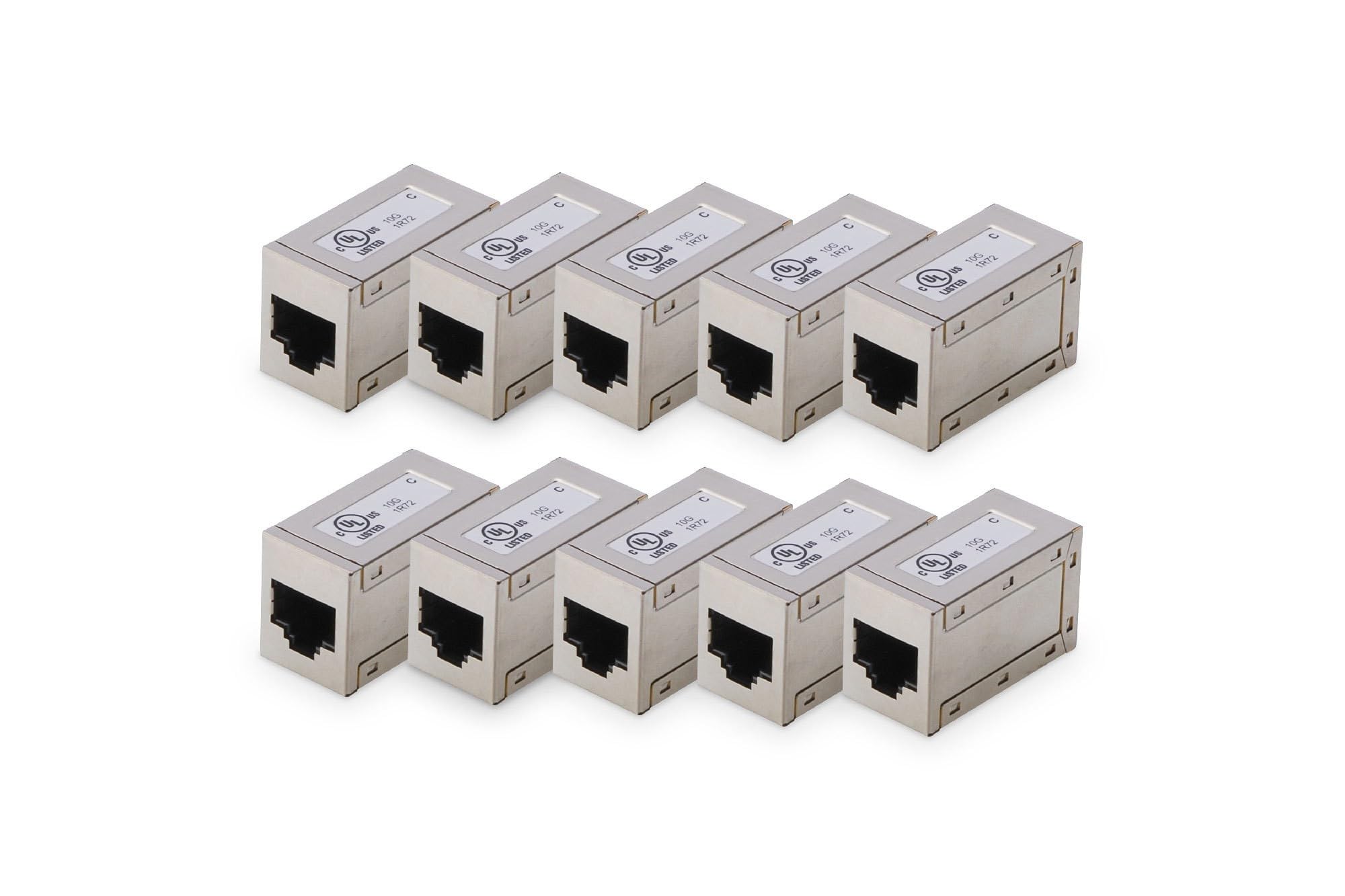 Digitus Accoppiatore RJ45 Cat 6-10 Pezzi - Prolunga Per Cavo Lan - Connettore Per Cavo Di Rete Cat6 - Compatibile Poe - Accoppiatore Modulare - Per Switch, Dsl, Modem, Router, Pc - Argento - 4