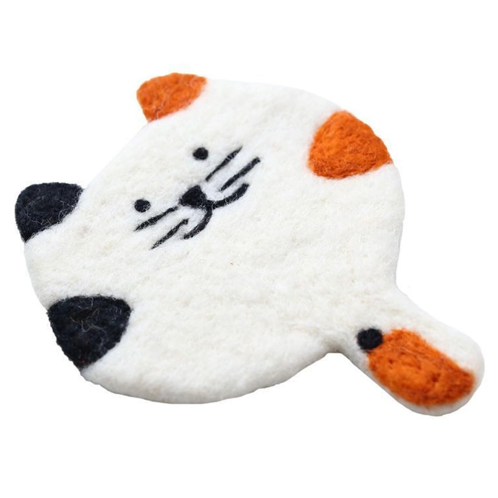 Playful Cat-Shaped Coasters Soft Heatproof for Hot Beverages Easy-Clean Decorative Trivet Shape Felt Coasters Soft Wool Materials