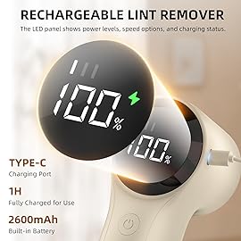 Buywoo Fabric Shaver, Electric Lint Remover, Rechargeable Lint Shaver, Household Essentials for Clothes, Upholstery, Furniture, Sweater Defuzzer to Remove Pilling, Battery Operated, Beige