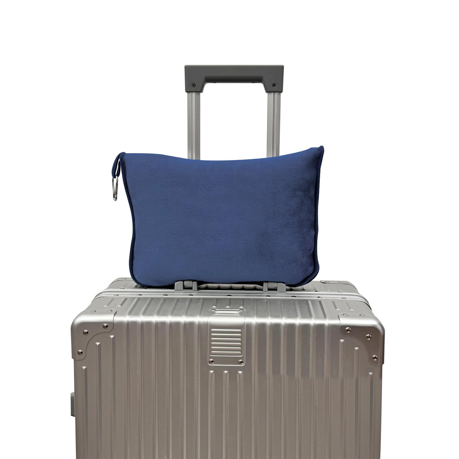 Reisedecke Reisekissen 2 in 1, Ultraleicht Warm Flugzeugdecke Verwandlungskissen mit Kissenbezug, Kissen mit Gepäckhülle & Rucksackclip für Reisen, Büro, Flugzeug, Auto, Camping Marineblau