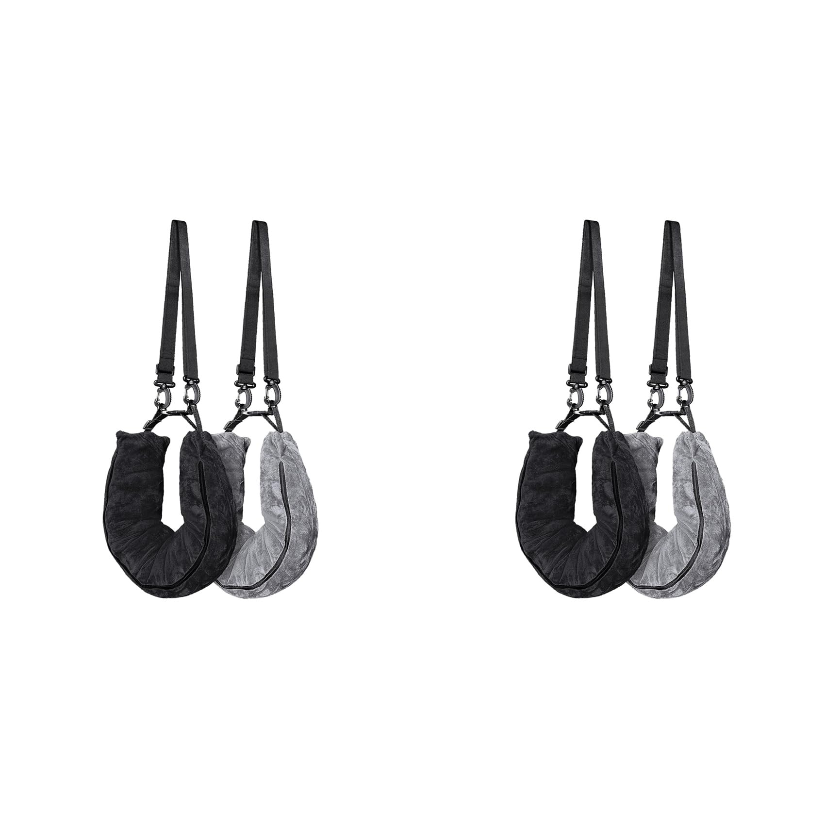 Hndhbfgrt 4Pack Stuffable Travel Pillow for Extra Luggage, Velvet Travel Neck Pillow with Adjustable Neck Size, Fits About Travel