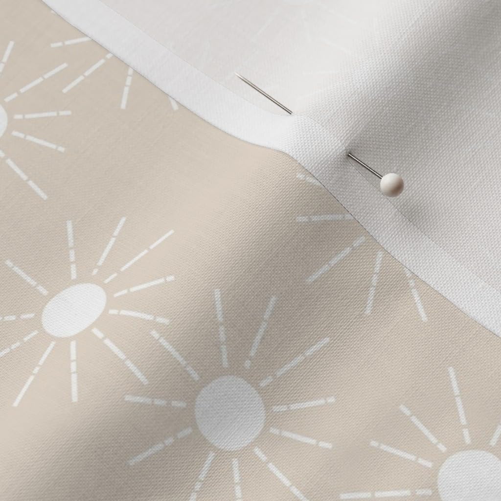 Spoonflower Fabric - Small Sunshine White Neutral Boho Suns Printed on Petal Signature Cotton Fabric Fat Quarter - Sewing Quilting Apparel Crafts Decor