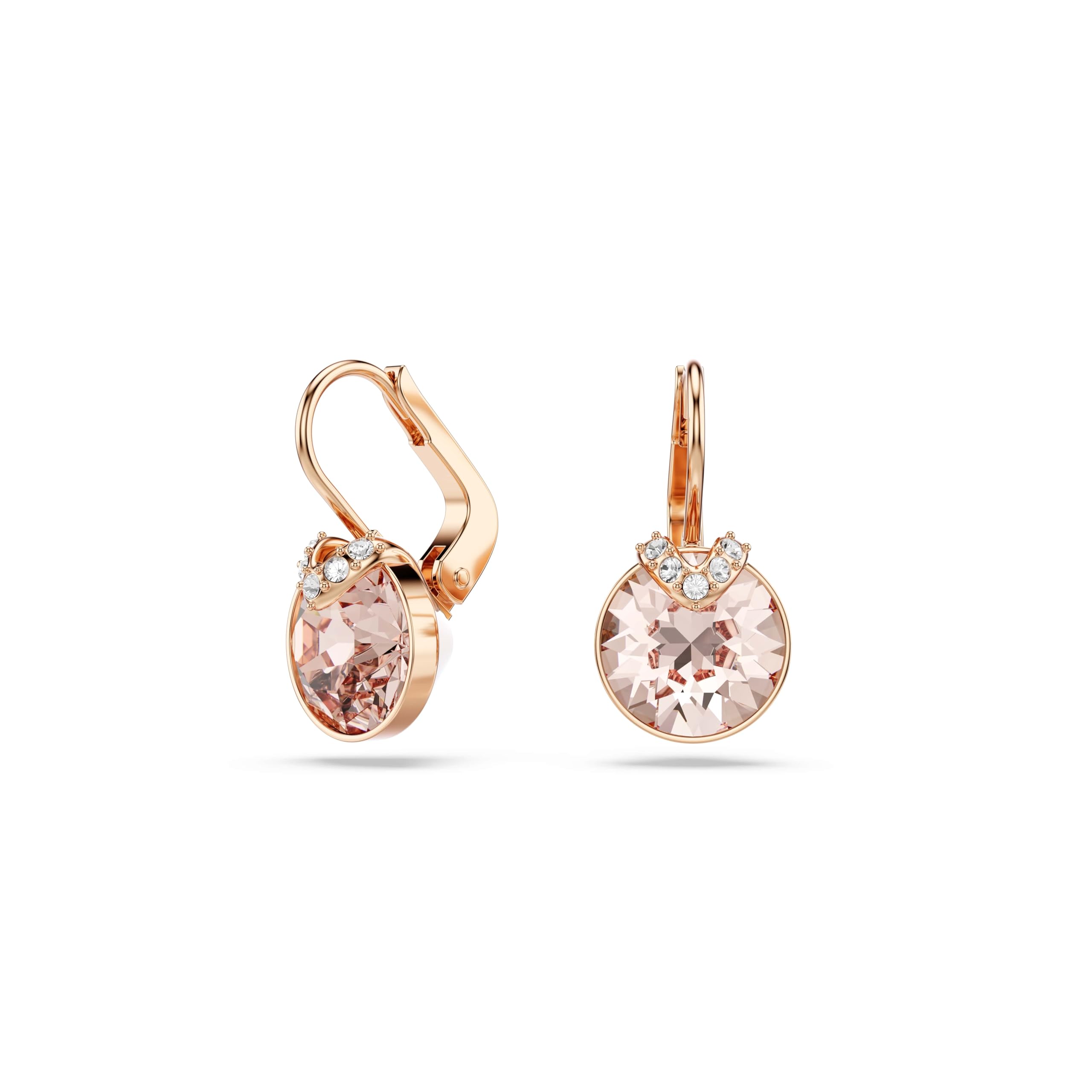 Swarovski Bella V Drop Earrings  Round Cut  Gold Tone  Rose Gold-Tone Plated