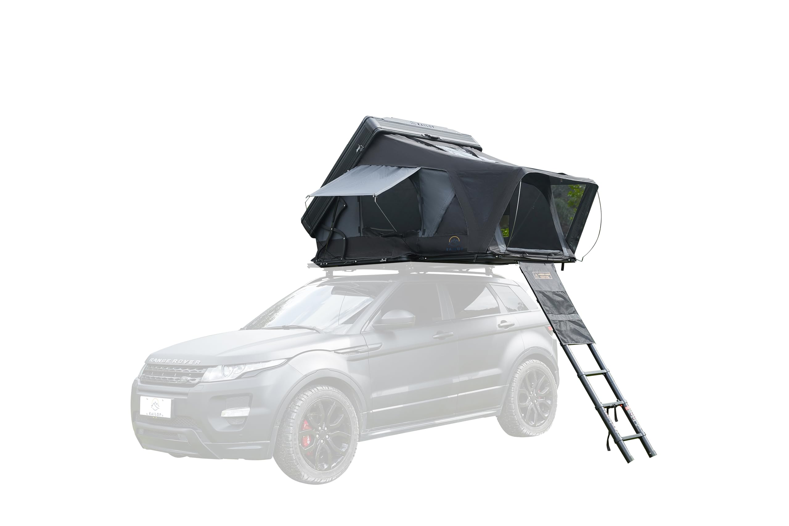 Tente de Toit à Coque Dure KAILOP KOP 2.0, auvent Ripstop 200 g, fenêtres en Maille 125 g, poteaux hydrauliques à air Allemand, PU5000+ imperméable, Protection Solaire UV50+, Taille Ouverte 215 x 133