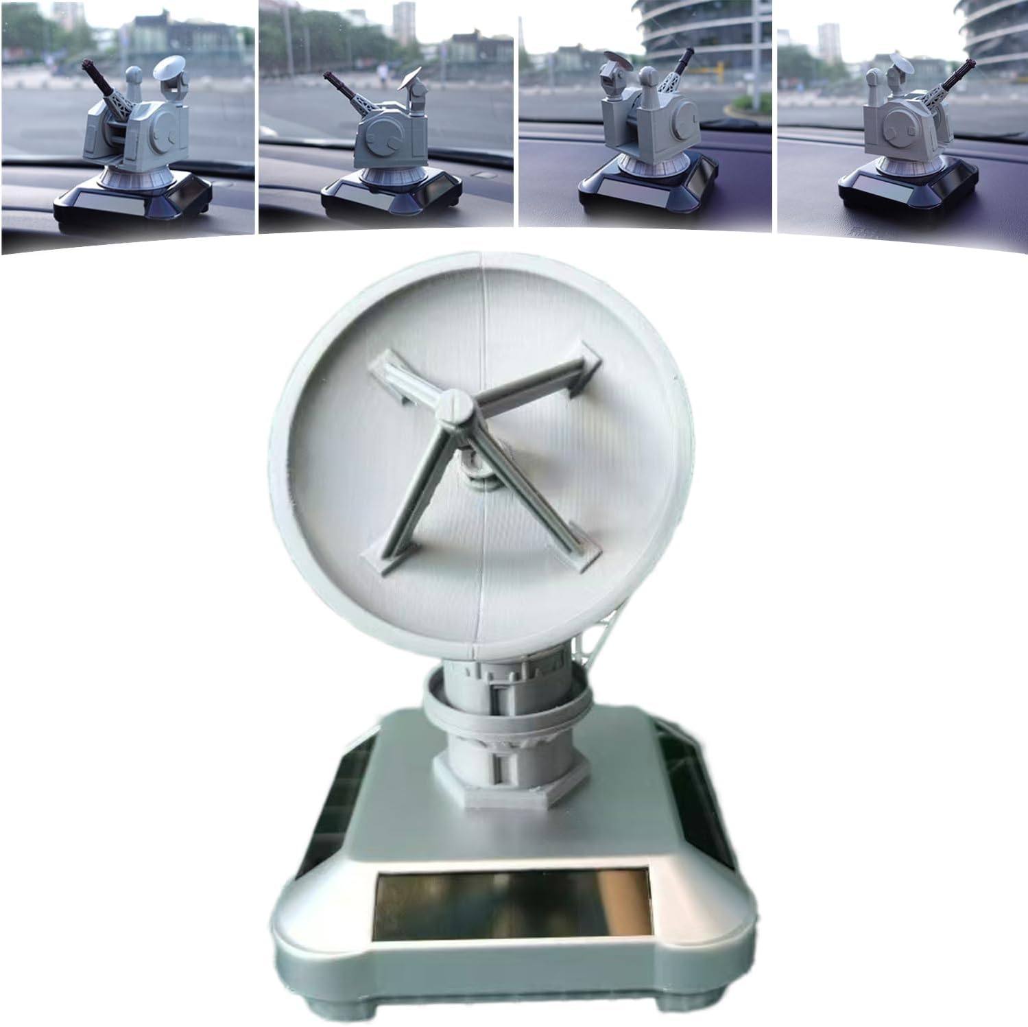 3D-Printed Solar-Powered Military Model Rotating Ornament, Battleship Weapon Models Solar Car Dashboard Decorations, Navy Veteran Gifts Cool Car Gadgets (05pcs A~E)