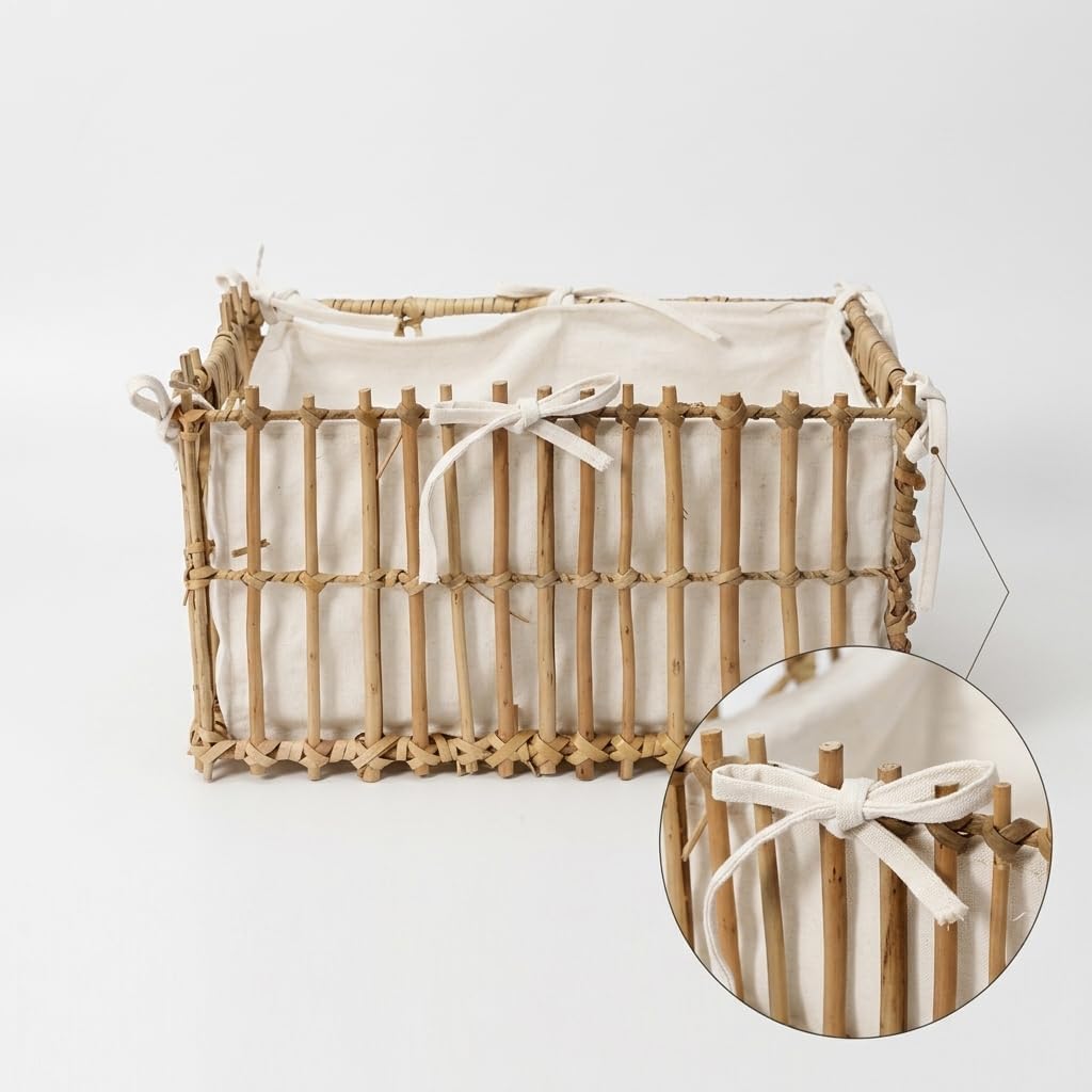 Cesta Almacenamiento Mimbre Fibra, Grande (43cm x 30.8cm x 22.3cm)