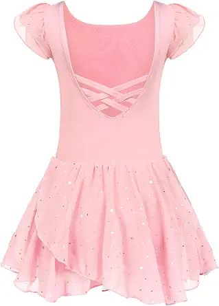  Girls Ruffle Sleeve Ballet Dance Dress Tutu Skirted Leotard