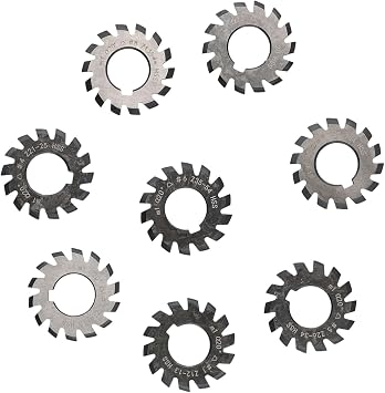 8PCS Metalworking Gear Cutters, HSS M1 Involute Gear Cutters Set, 22mm Diameter, PA20 Pressure,1-8 Gear Range, High-Speed Steel Milling Tools for CNC Machining and Gear Production