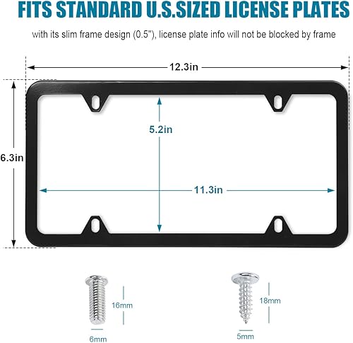 Miniatura 2 de AICEL 2 marcos de matrícula de acero inoxidable, cubiertassoportes de matrícula de automóvil de 4 agujeros, cubierta de etiqueta de auto de servicio
