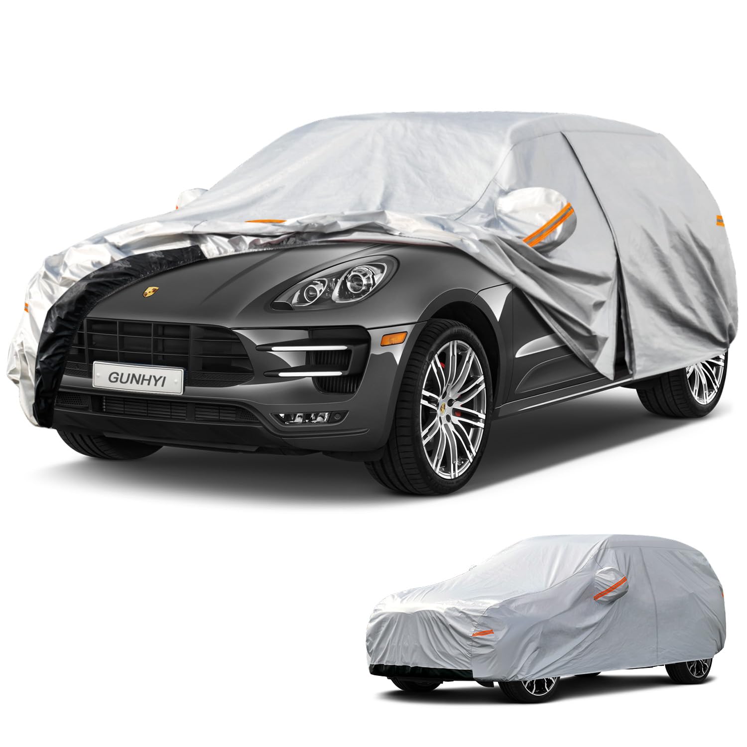 GUNHYI 6 Layers SUV Car Cover Custom Fit Porsche Macan (2014-2026) | All-Weather Waterproof Heavy-Duty Fabric, scratch-proof cotton lining, outdoor sun/rain/snow/wind/dust protection.