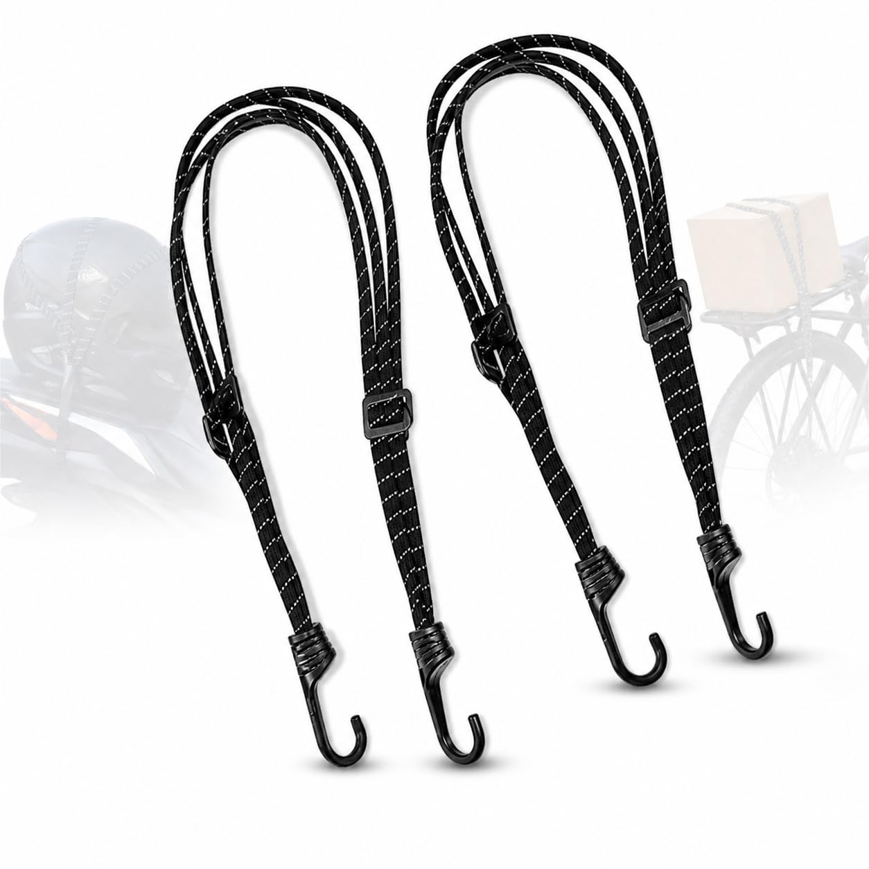 Bungee Cord with Hook (2 Piece, 60 cm), Heavy Duty Elastic Luggage Rope for Motorcycle, Bicycle & Scooter, Stretchable Cargo Strap for Helmet & Bag Securing-image-30