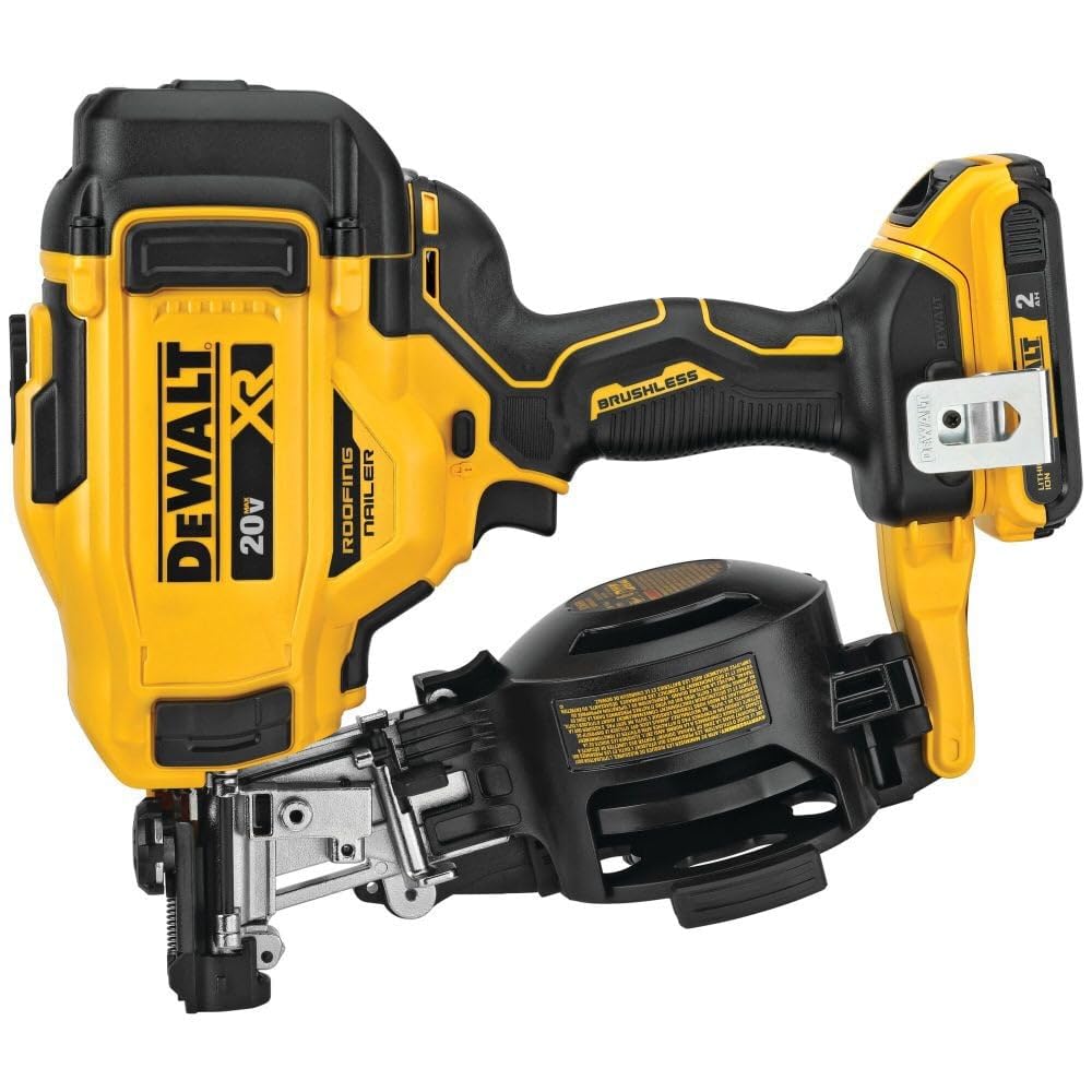 Dewalt DCN45RND1 20V MAX Brushless Lithium-Ion 15 Degree Cordless Coil Roofing Nailer Kit (2 Ah)