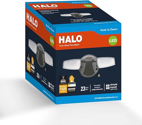 Miniatura 2 de HALO Luz LED de inundación y seguridad para exteriores - Fotocélula del atardecer al amanecer 1420 lúmenes bronce