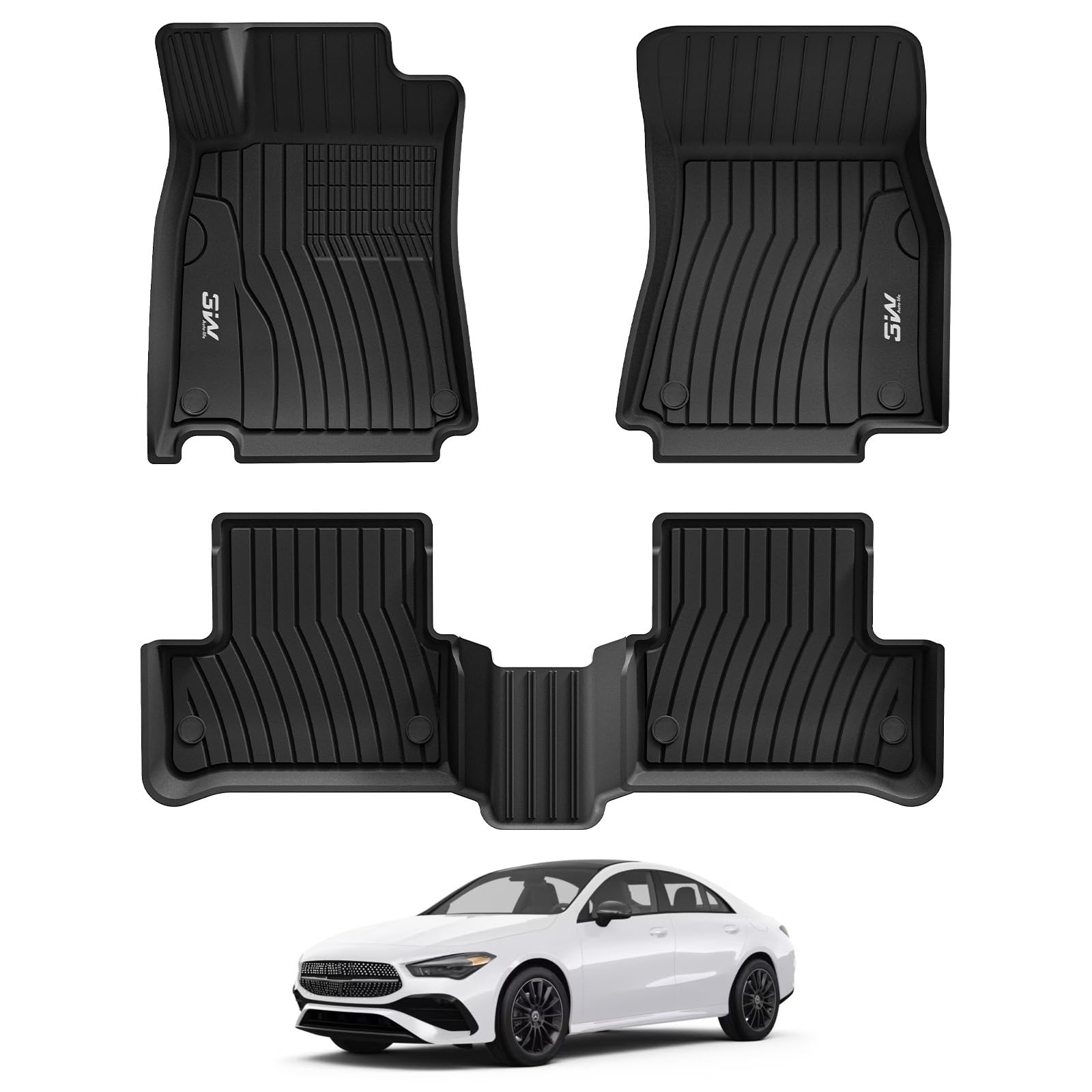 3W Floor Mats for Mercedes Benz CLA 250 2020-2026 GLA 250 2021-2026 TPE All Weather Custom Fit Floor