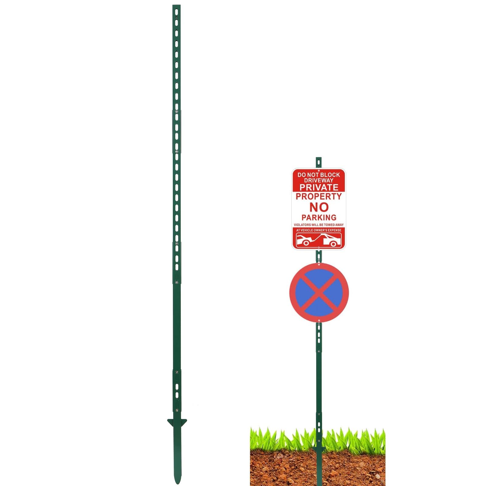 6FT Metal Yard Sign Stake, Adjustable Aluminum Sign Post with Windproof Base, Lawn Sign Holder for Real Estate, Garden, Parking, Street, Fence | Includes Installation Tools & Screws
