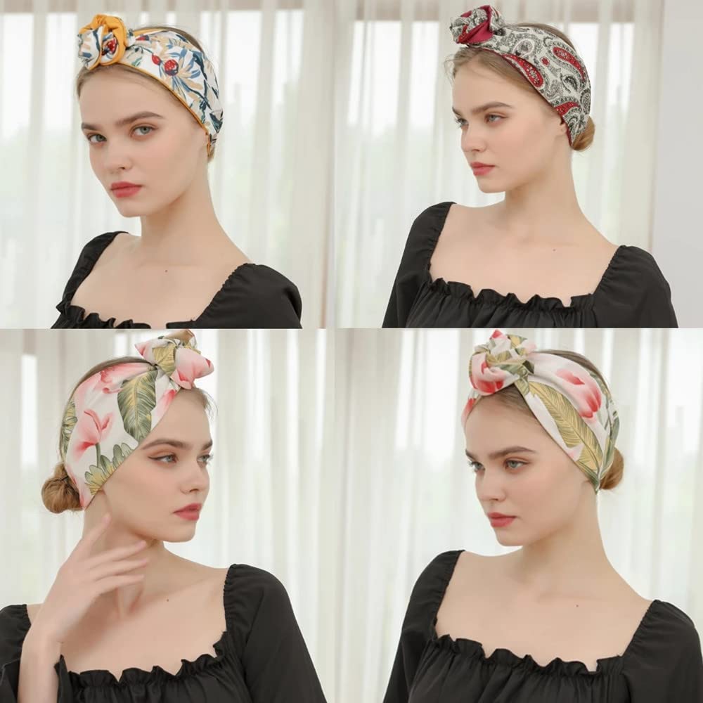 Amazon.com : KXY 4 Pieces Twist Flower Turban Wire Headband for