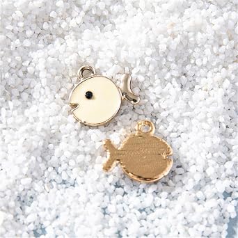 10 Ciondoli Smaltati A Forma Di Pesce – Argento E Colori – 11x12 Mm – Per Gioielli Fai Da Te