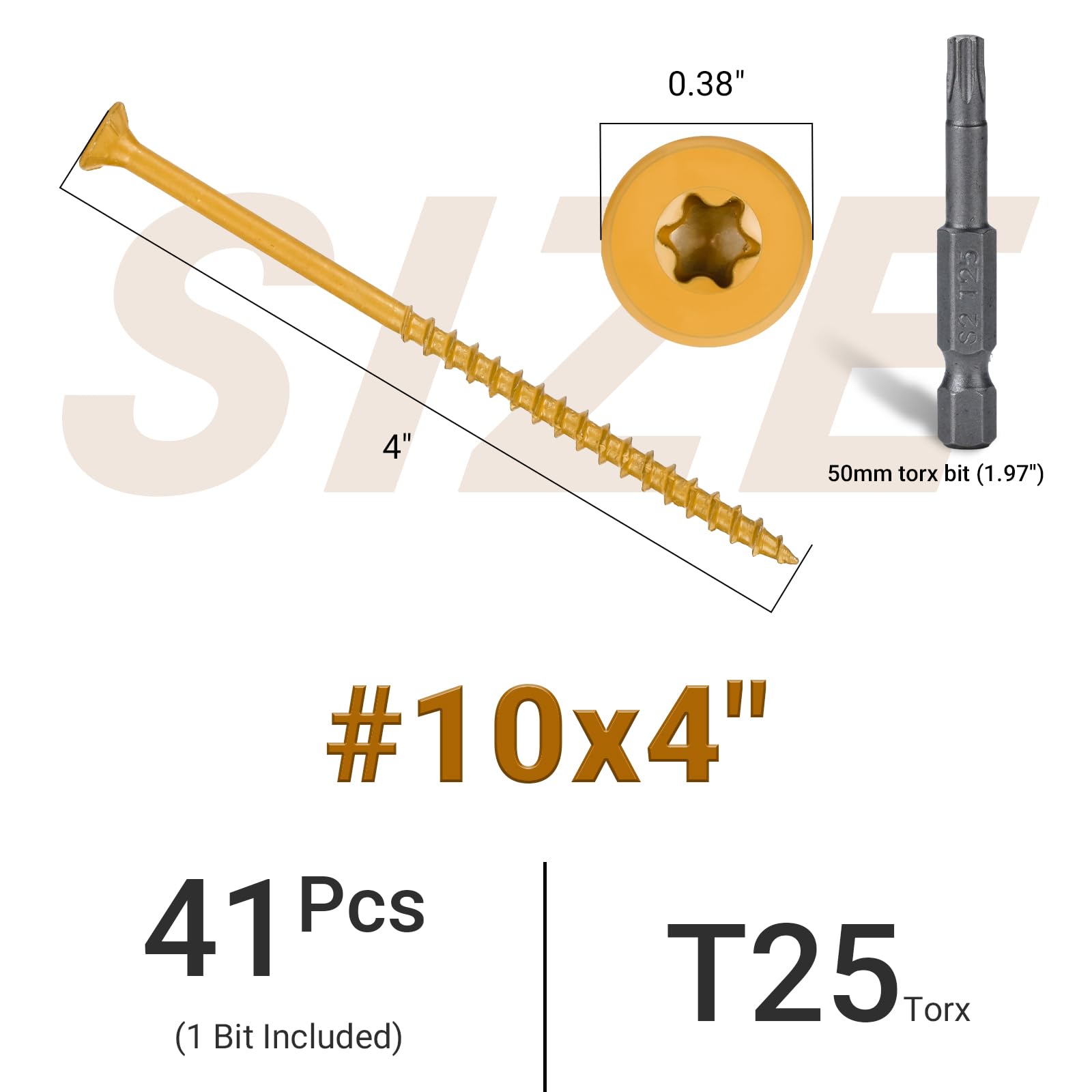 40 viti per legno # 10 x 4 pollici, viti per legno esterne da 10 cm, viti per legno esterne a testa Torx resistente alla ruggine, rivestimento epossidico, viti per esterni per terrazze, 1