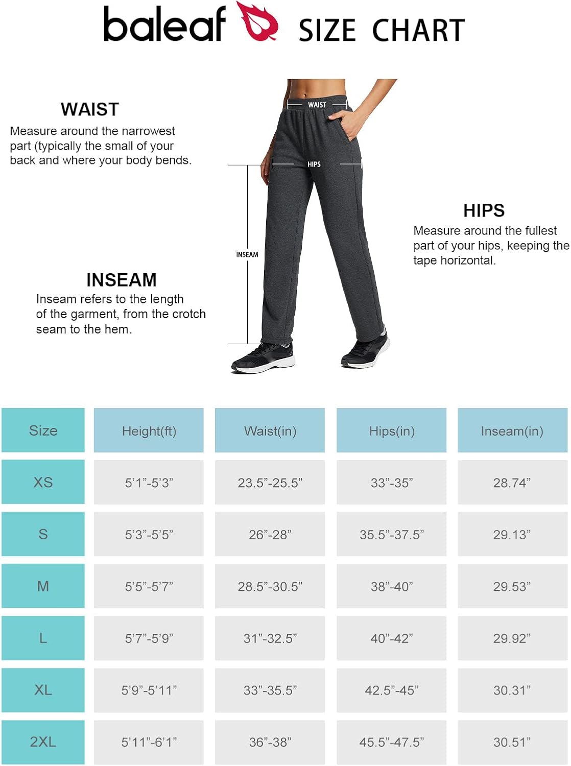 BALEAF Women's Fleece Lined Pants Straight Leg Cotton Sweatpants Elastic w Pockets Athletic Sweat Pants : Clothing, Shoes & Jewelry