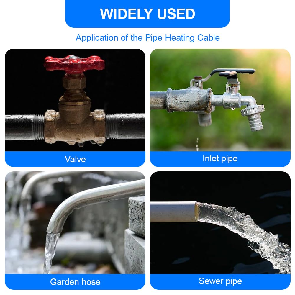 Cavo Scaldante Antigelo, Cavo Riscaldante Autoregolante con Termostato Incorporato, Cavo Riscaldante per Protezione di Tubi Dell'acqua, Tubi di Casa in Metallo/Plastica (4M, 25W/M)