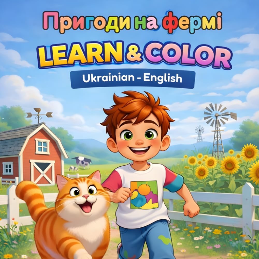Farm Adventure – A Bilingual Ukrainian–English Story and Coloring Book: From the Little Big Stories world (Little Big Stories: Tom’s Adventures)