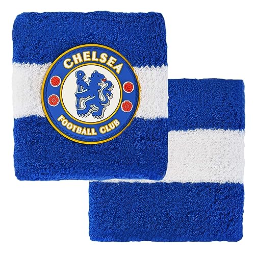 Hy-Pro Officially Licensed Chelsea F.C. Cotton Wristband| Blues, 2 Pack, Sweatband, Kids, Adult, Unisex, Moisture Wicking Sweat Bands, Football, Running, Sports, Gym, Tennis, Exercise