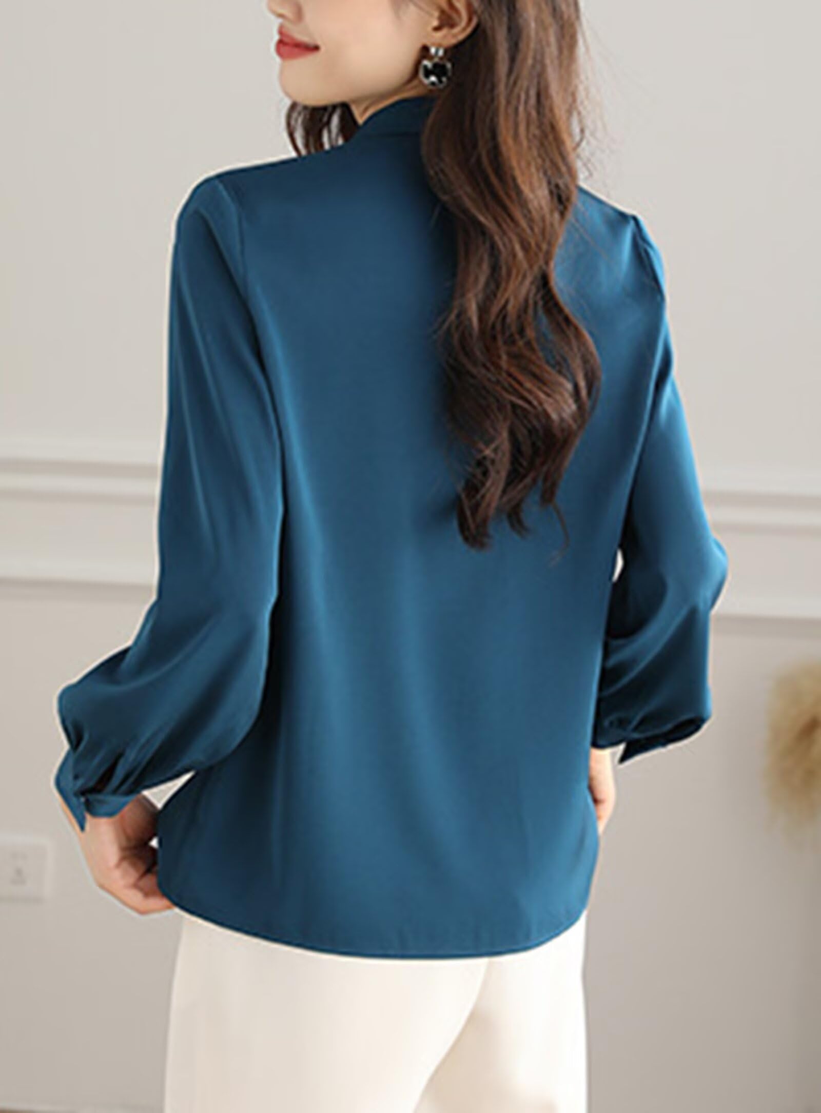 HNVAVQ Camicia Elegante in Seta 100% Donna Elegante Blusa Manica Lunga