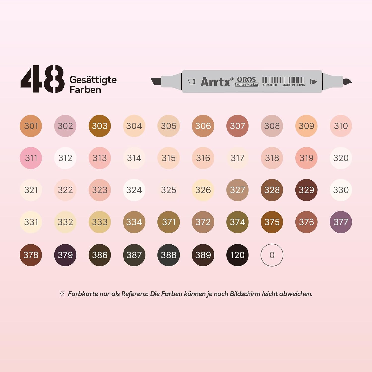 Arrtx OROS 48 Color Skin Tone Alcohol Markers, Brush and Chisel Tip, suitable for Painting, Coloring Drawing, Sketching, Illustrations Alcohol Based Markers, Artist Pens