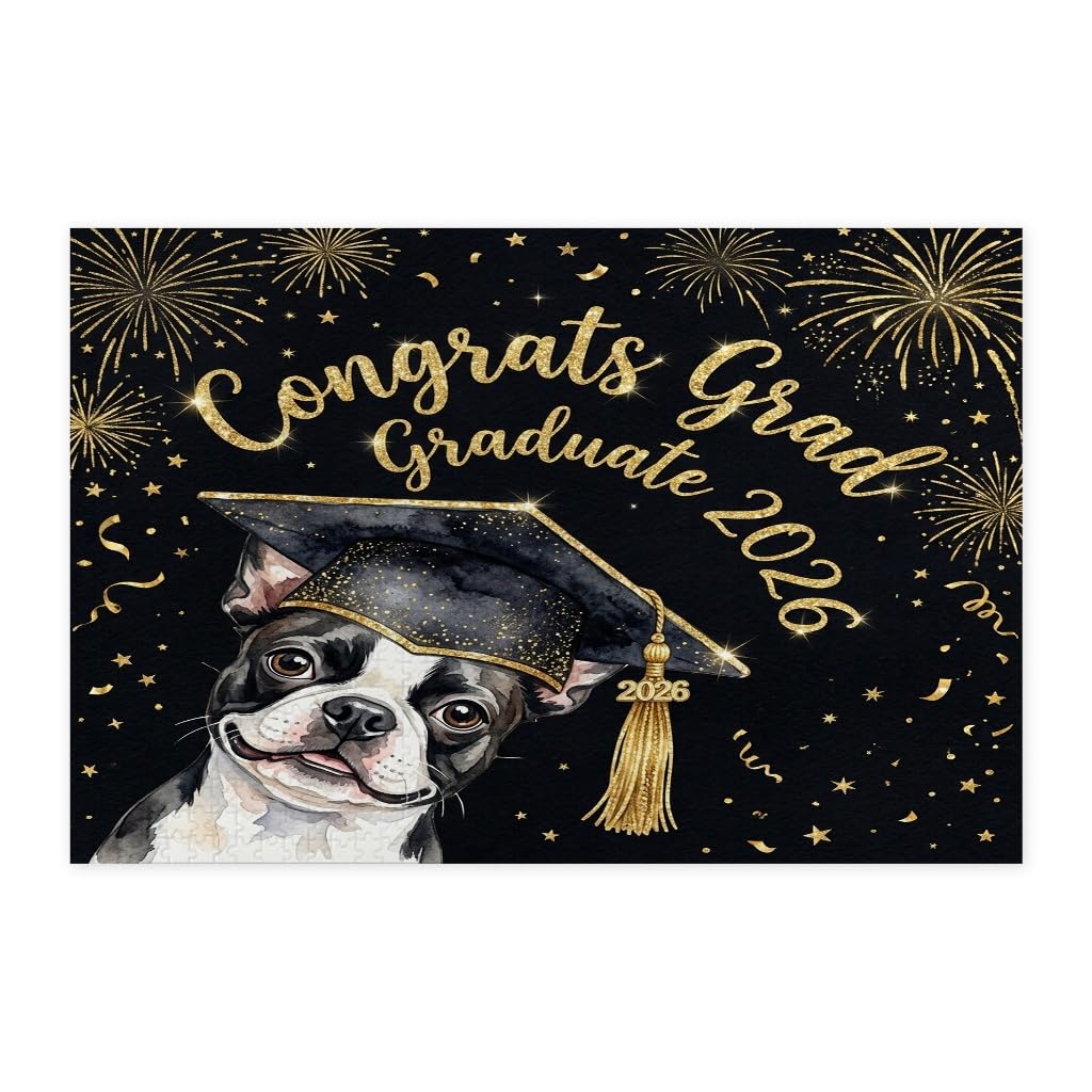 Rompecabezas de Boston Terrier clase de 2026, celebra tu éxito con este puzzle de madera 7